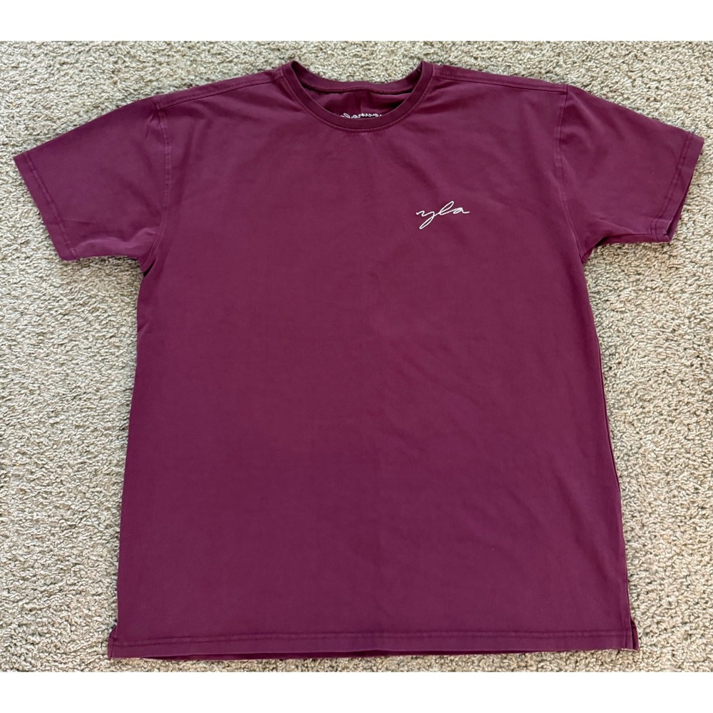 YoungLA Mens Script Logo T-Shirt Maroon Burgundy Small 466 YLA2794